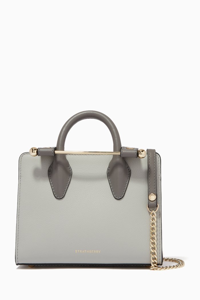 

Nano Tote Bag in Leather, Grey