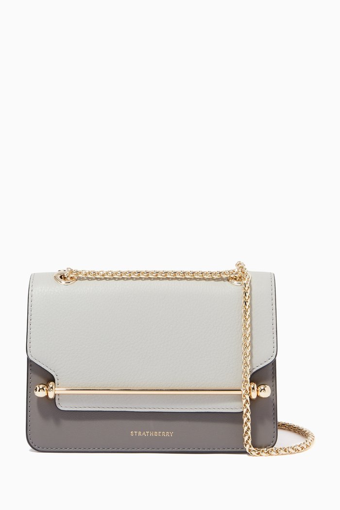 

Mini East West Bag in Leather, Grey