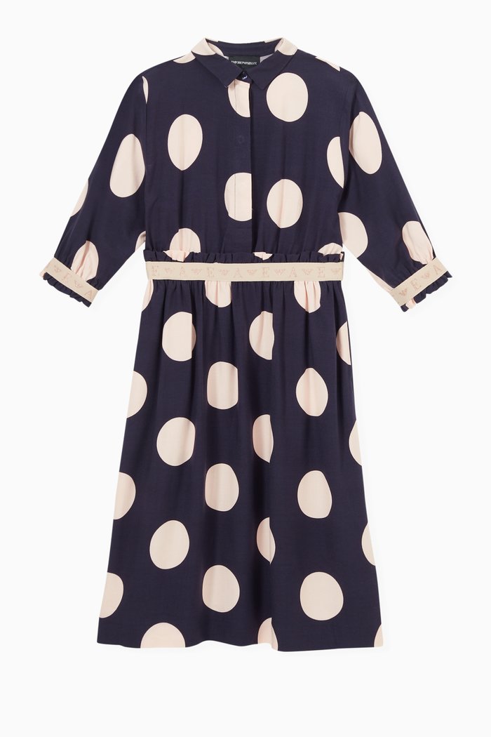 

Polka Dot Shirt Dress in Cotton, Pink