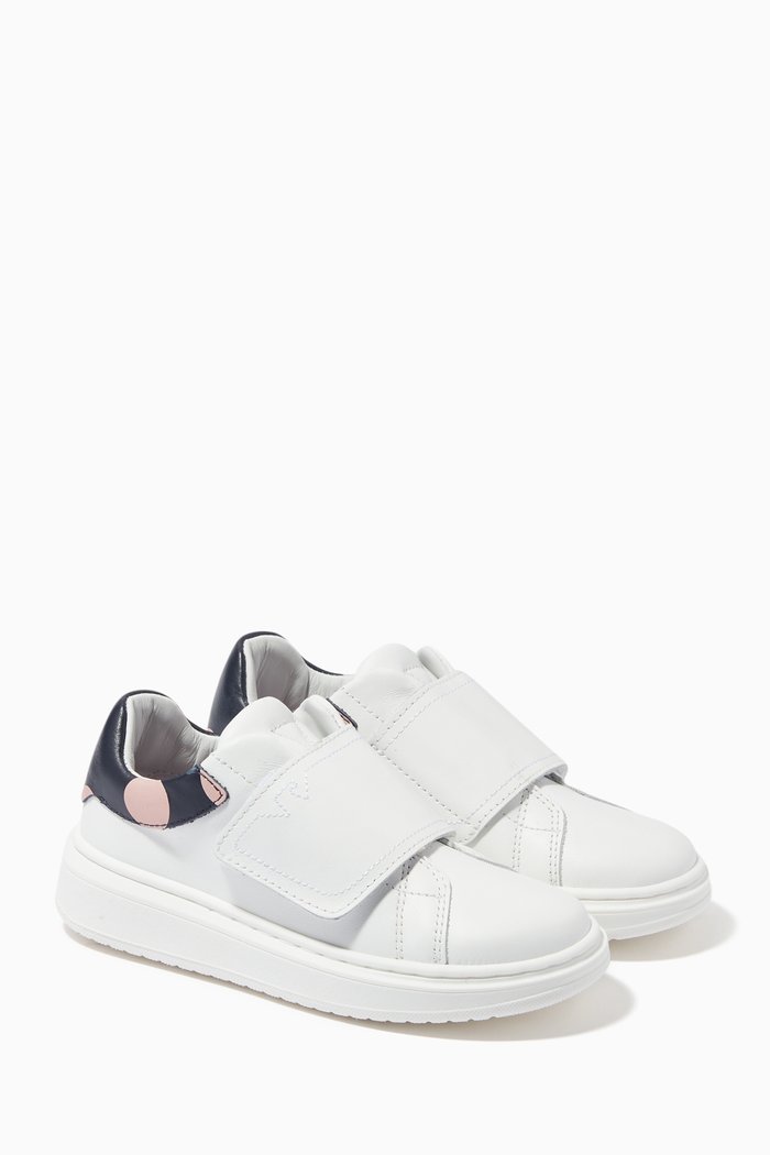 

Polka Dot Sneakers in Faux Leather, White