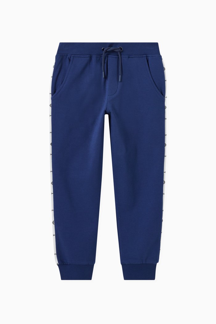 

EA Logo Tape Joggers in Stretch Fleece, Blue