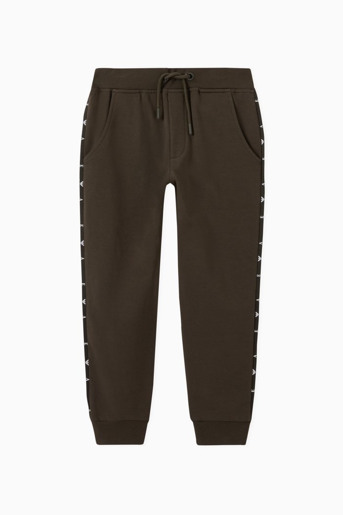 

EA Logo Tape Joggers in Stretch Fleece, Brown