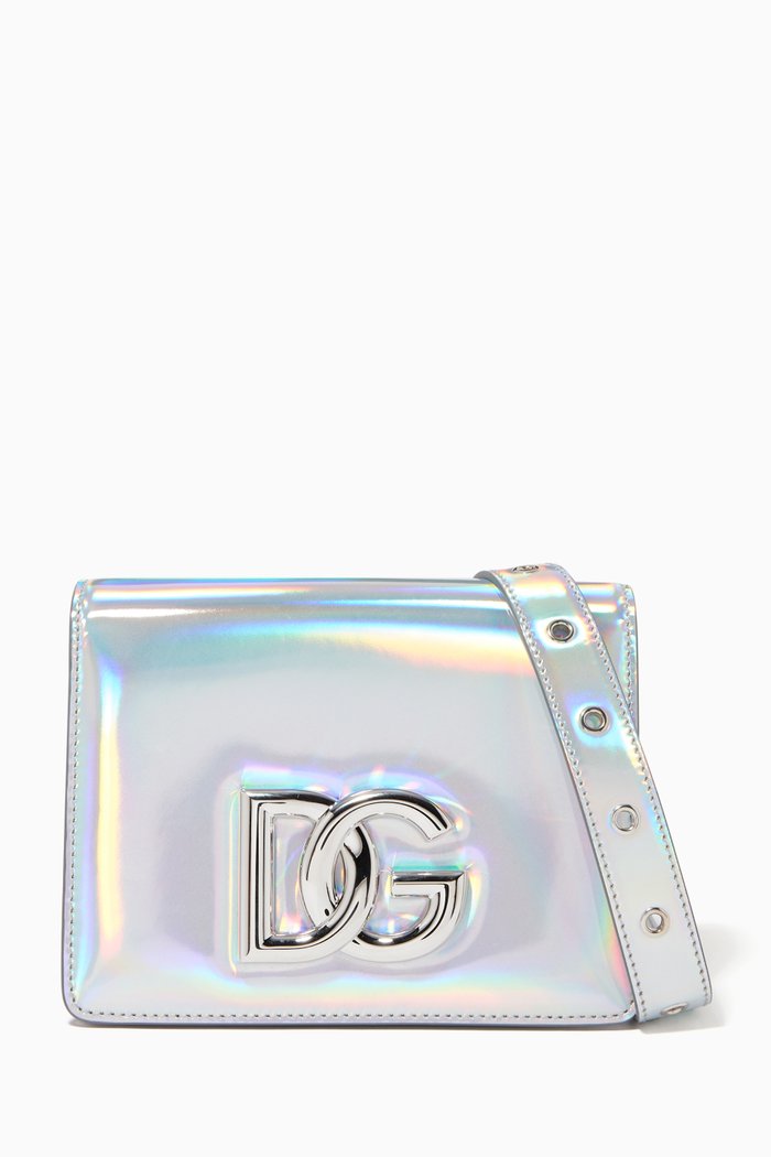 

3.5 Crossbody Bag in Iridescent Leather, Silver