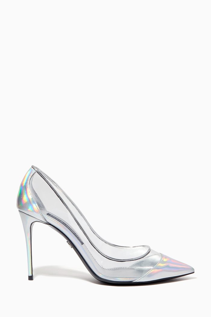 Cardinale 105 Pumps in Iridescent PVC, Silver