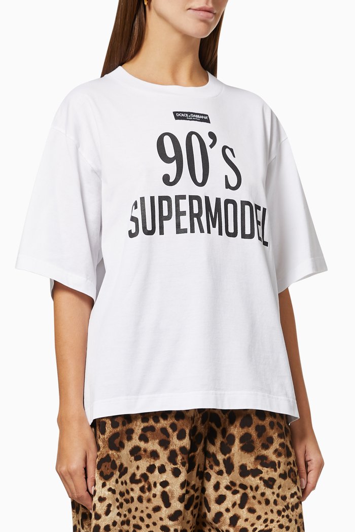 

"90's Supermodel" Oversized T-shirt in Cotton Jersey, White