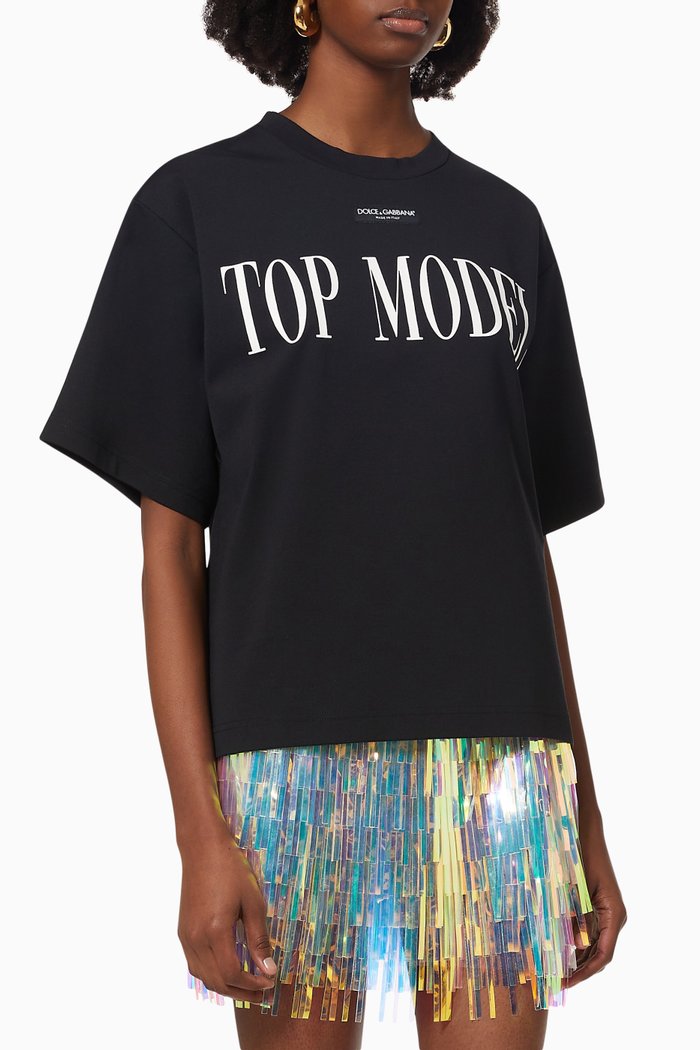 

"Top Model" Oversized T-shirt in Jersey, Black