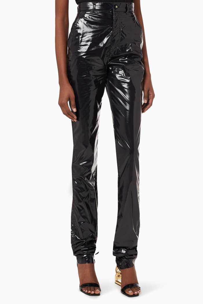 

Draped Pants in Vinyl, Black