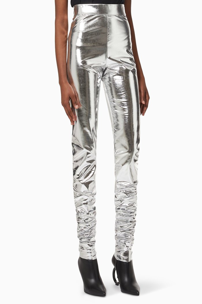 

Leggings in Foiled Stretch Jersey, Silver