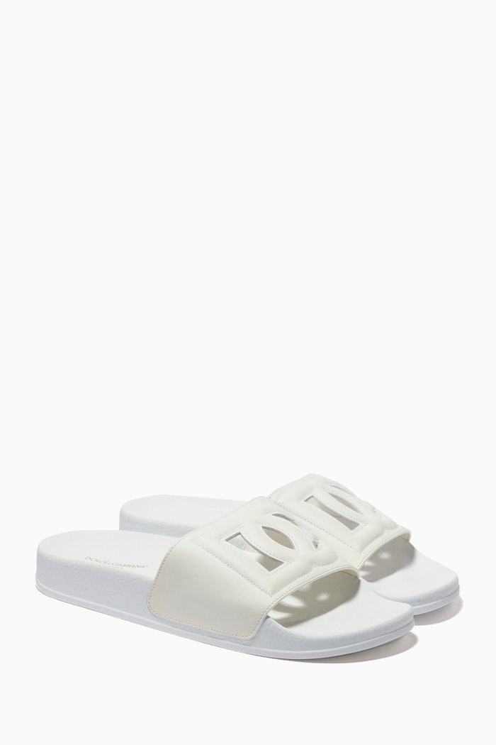 

Vitello Slides in Leather, White