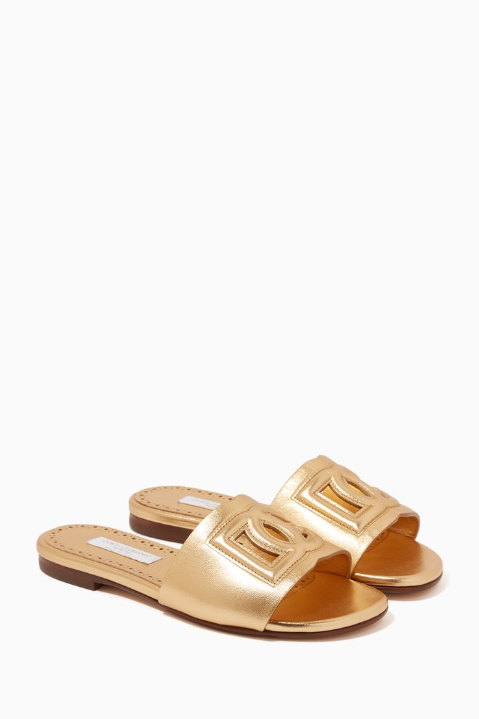 

DG Millennials Slides in Leather, Gold