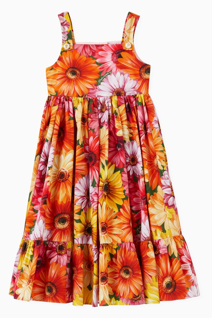 

Gerbera-daisy Print Dress in Cotton, Multicolour