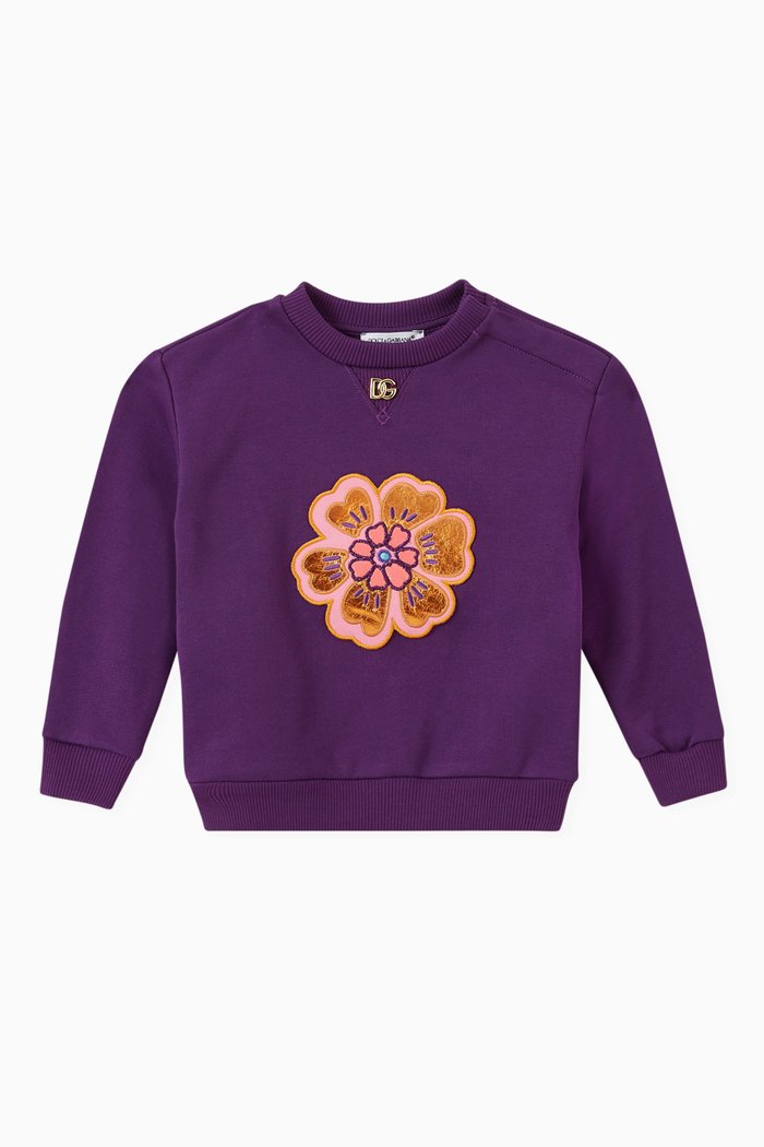 

DG Pop Flower Patch Sweatshirt in Jersey, Purple