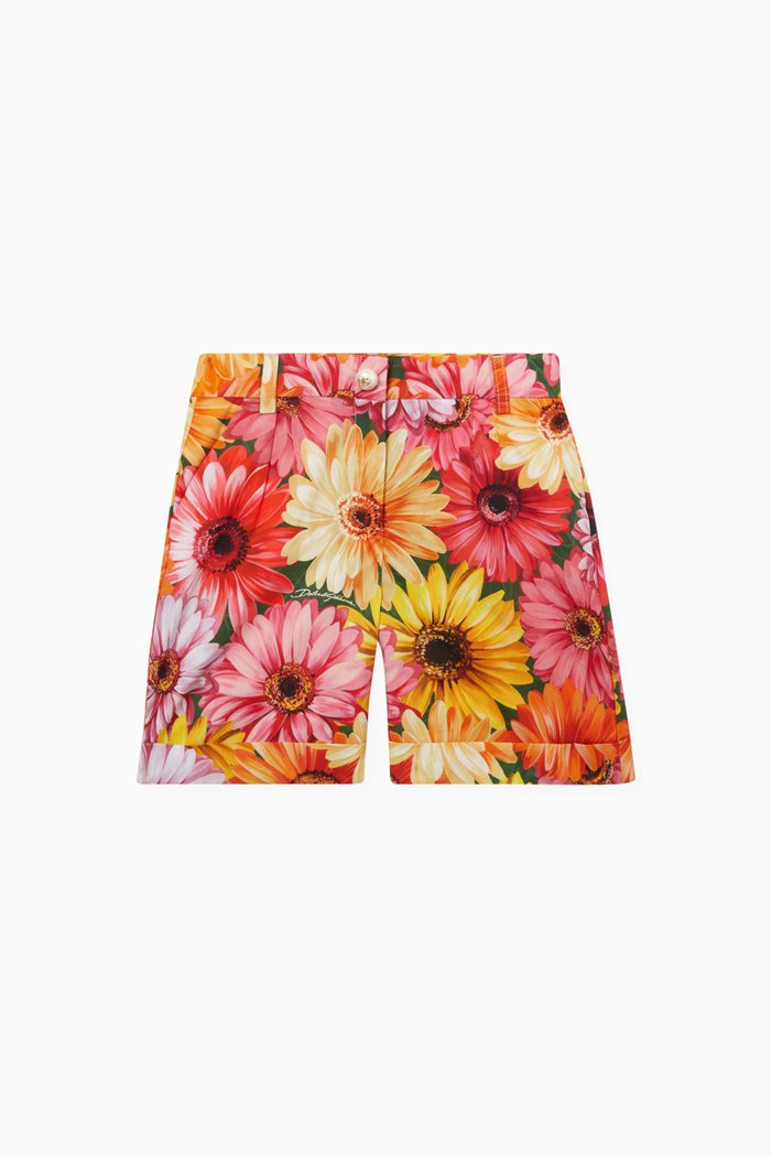 

Floral-print Shorts in Cotton Poplin, Multicolour
