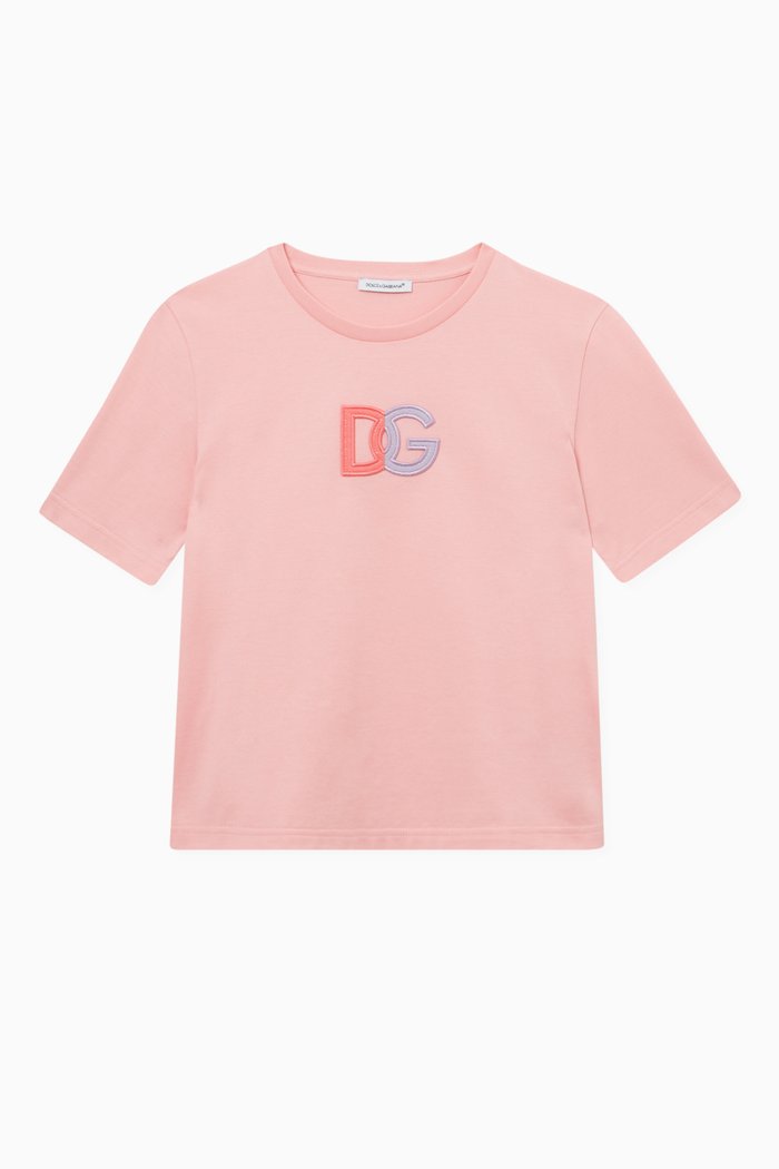 

Logo Embroidered T-shirt in Cotton, Pink