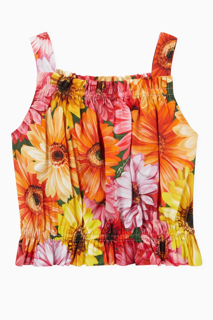 

Gerbera-daisy Print Top in Poplin, Multicolour