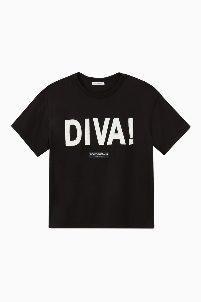 

Diva Patch Logo T-shirt in Cotton, Black
