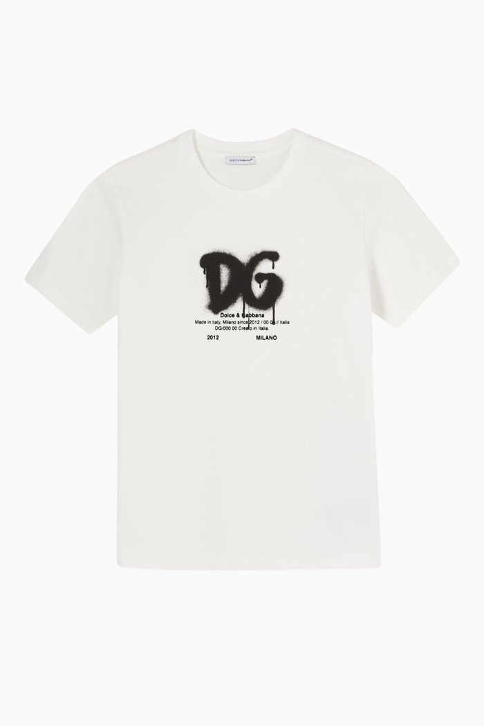 

T-shirt with Graffiti Spray DG in Jersey, White