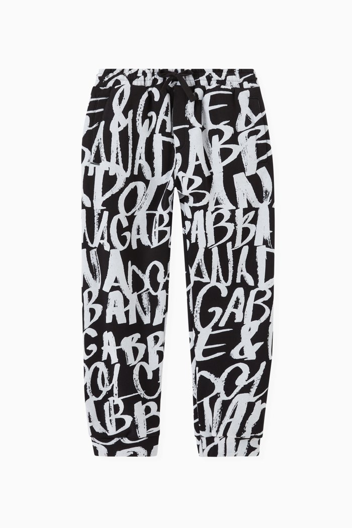 Embossed Logo Pants in Jersey, Black