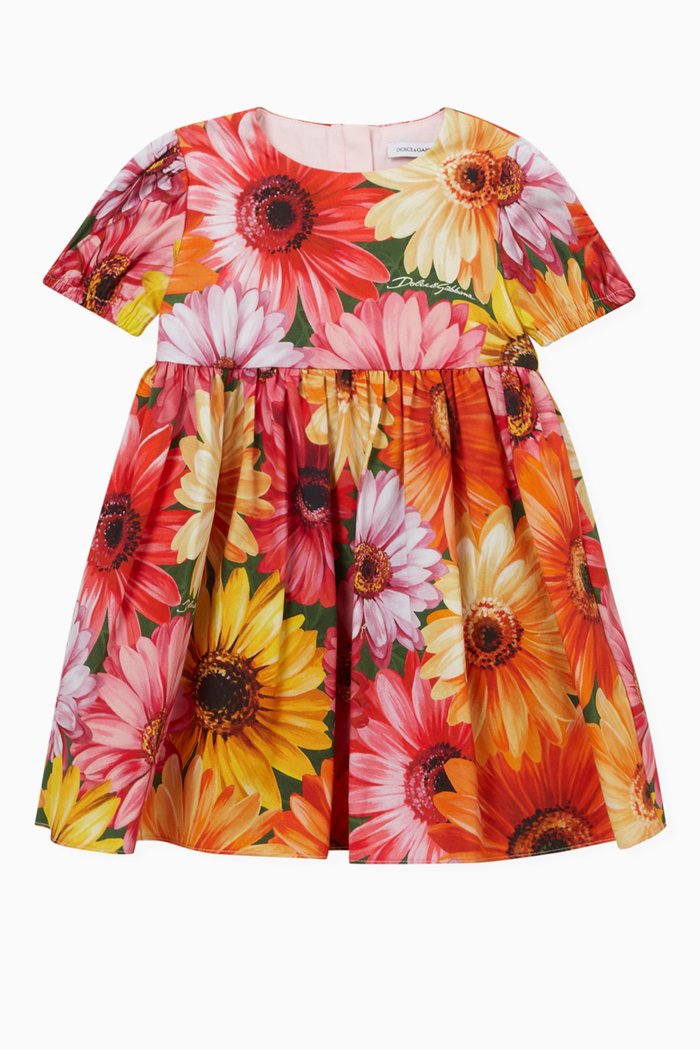 

Gerbera-daisy Print Dress in Poplin, Multicolour