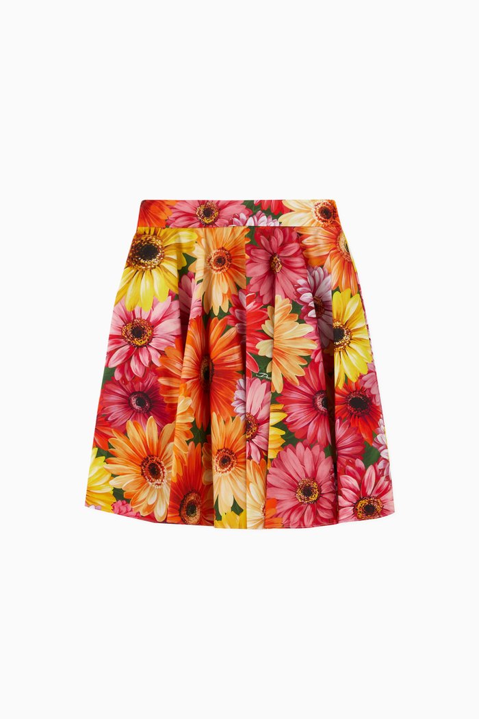 

Gerbera-daisy Print Mini Skirt in Poplin, Multicolour