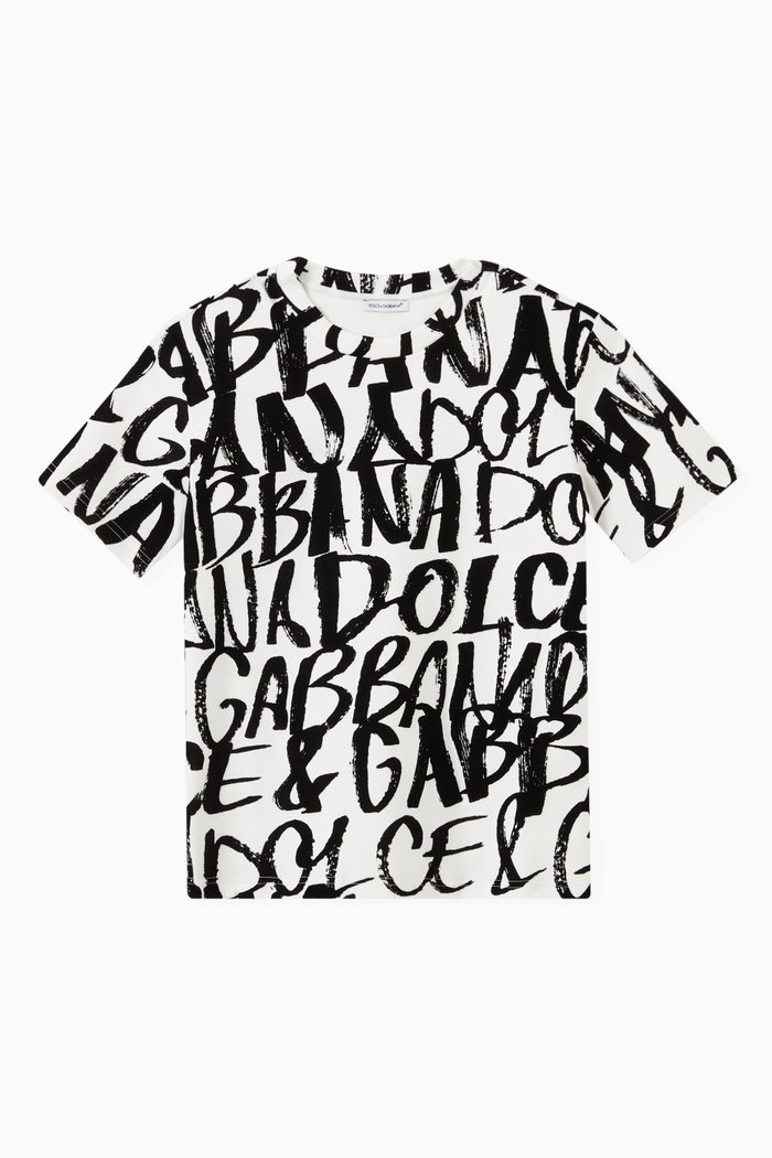 

DG Next Flocked Graffiti Print T-shirt in Jersey, White