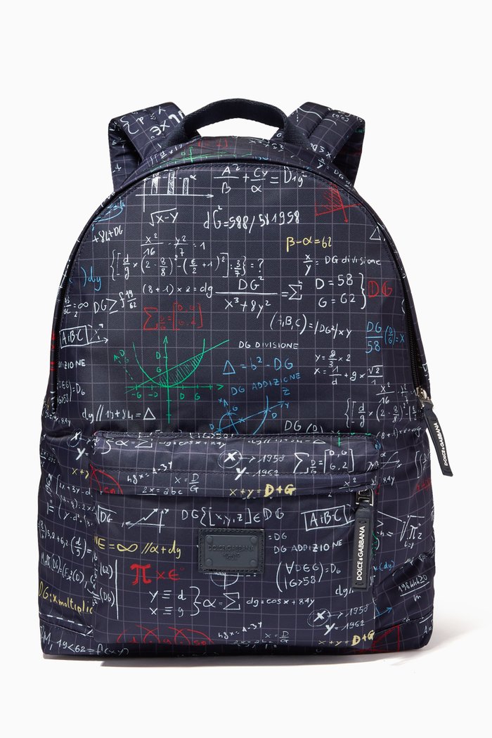 Back to School Backpack in Algebra Print Nylon, Black