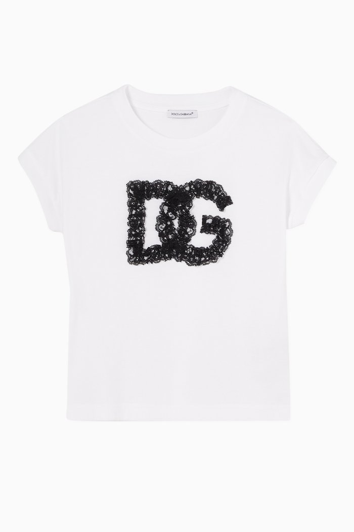 

90s T-shirt with Lace DG in Jersey, White