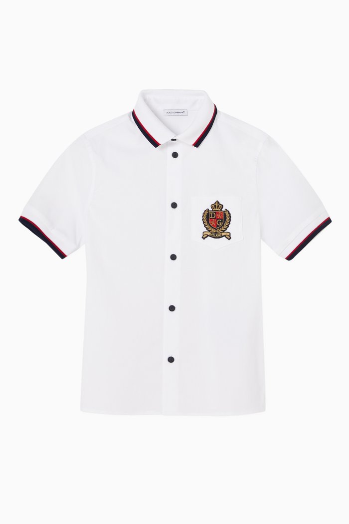 

DNA Shirt with DG Patch in Stretch Poplin, White