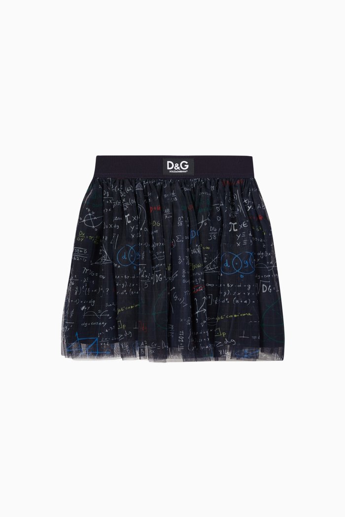 

Back to School Mini Skirt in Algebra Print Tulle, Black