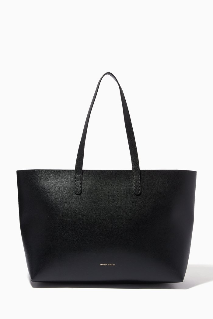 

Small Zip Tote Bag in Saffiano Leather, Black