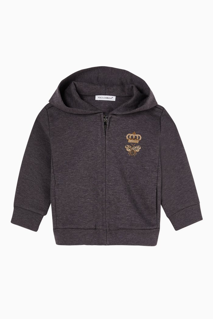 

Essentials Hoodie with Crown & Bee in Jersey, Grey