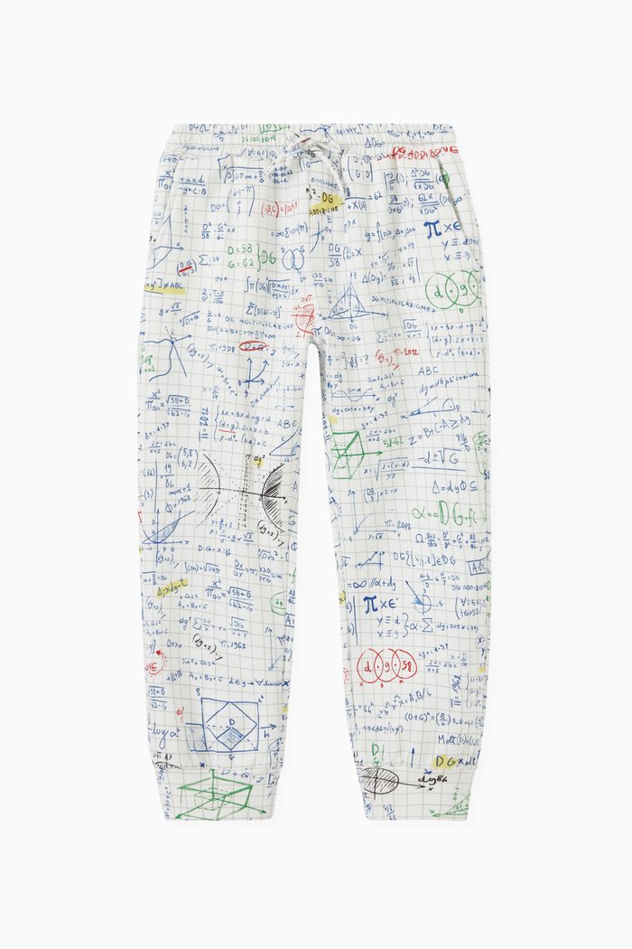 

Back to School Jogging Pants in Algebra Print Jersey, White