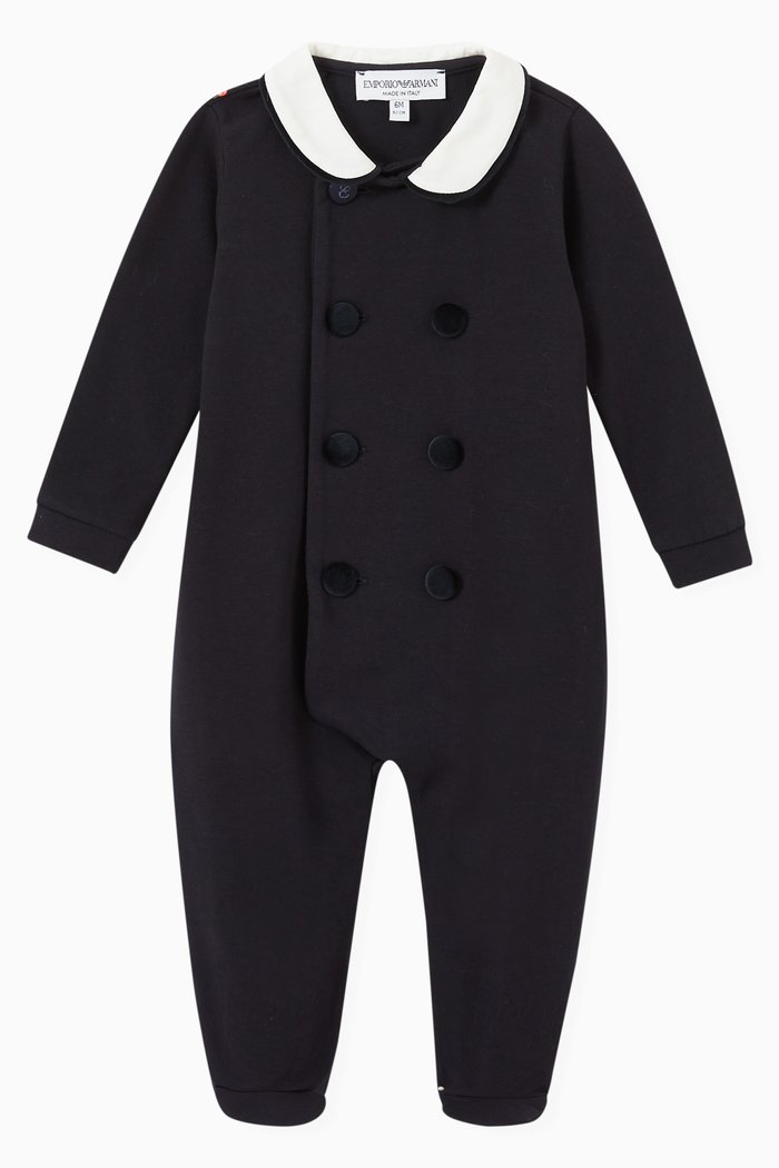 

Double-breasted Jumpsuit in Stretch Cotton, Blue
