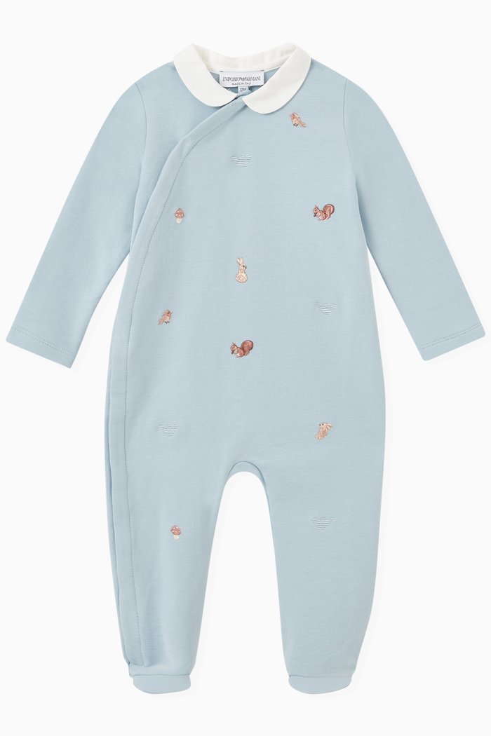 

Woodland Animals Jumpsuit in Cotton, Blue