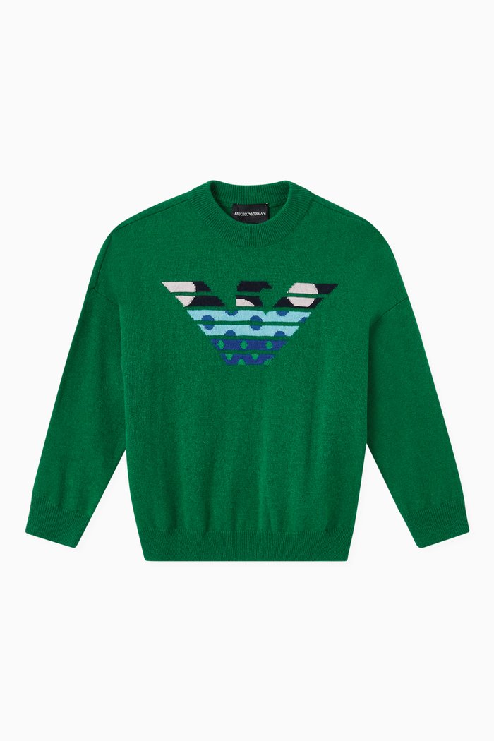 

EA Polka Dots Eagle Sweater in Wool-blend Knit, Green