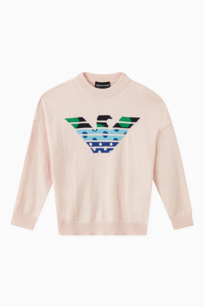 

EA Polka Dots Eagle Sweater in Wool-blend Knit, Pink