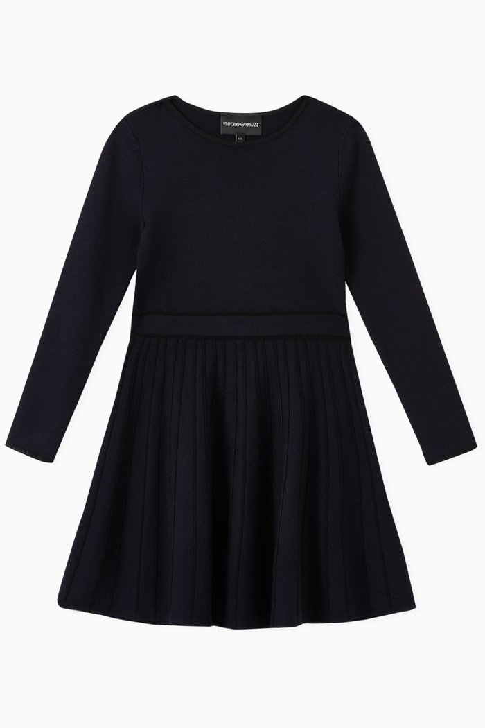 

Pleated Dress in Viscose Knit, Blue