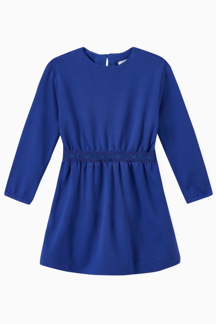 EA Lurex Tape Mini Dress in Jersey, Blue