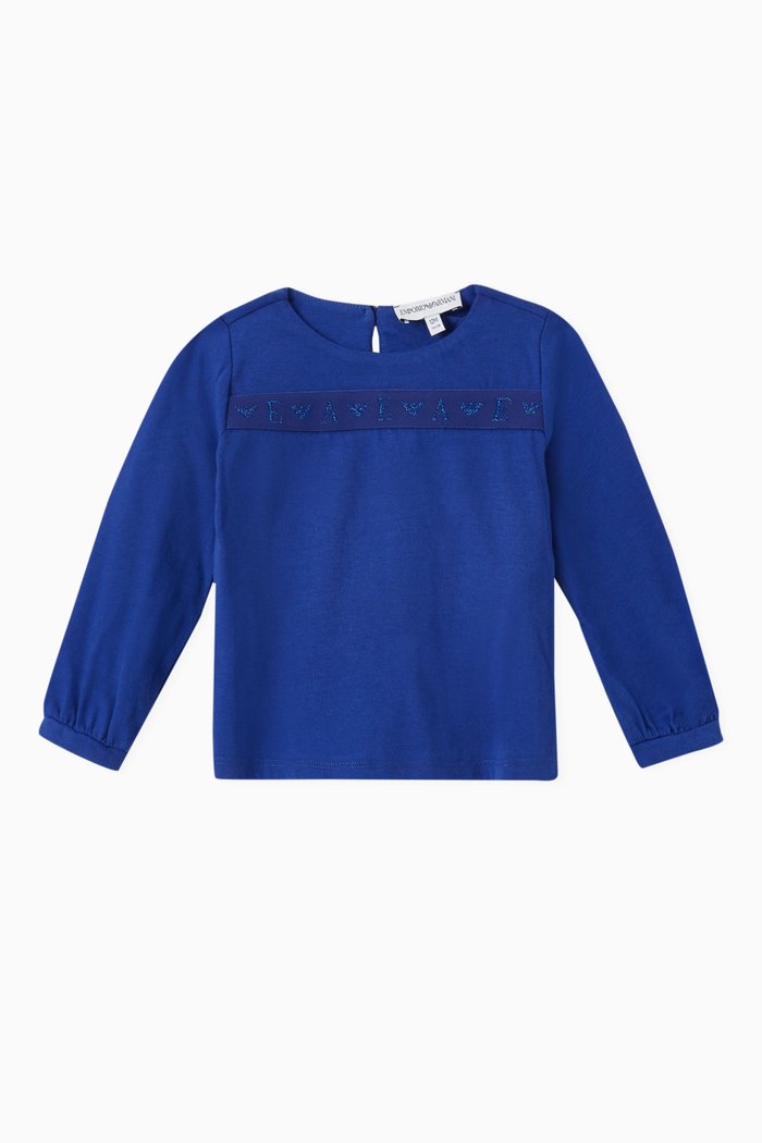 

EA Lurex Tape T-shirt in Jersey, Blue