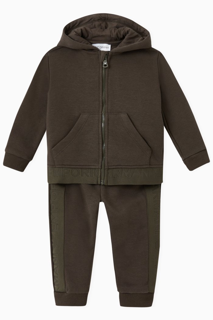 

EA Logo Tape Tracksuit in Cotton Fleece, Brown