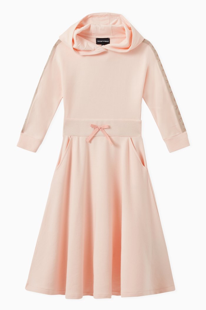 

EA Lurex Tape Hooded Dress in Jersey, Pink