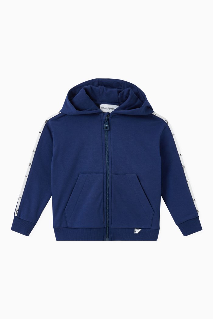 EA Eagle Tape Hoodie in Jersey, Blue