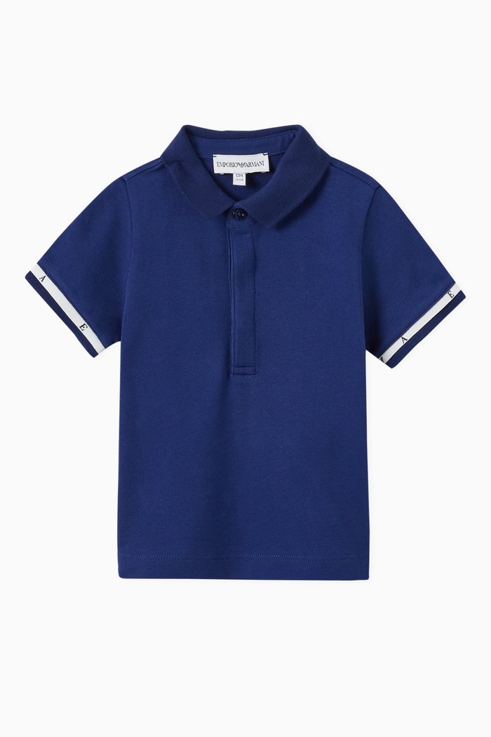 EA Eagle Polo Shirt in Cotton Piquet, Blue