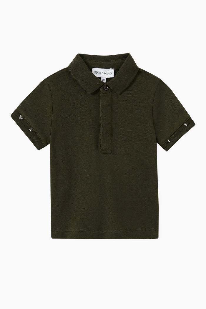 

EA Eagle Polo Shirt in Cotton Piquet, Brown