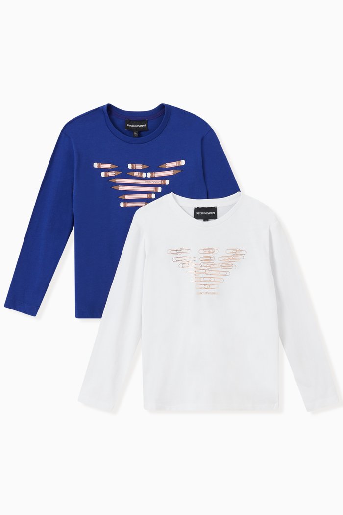

Pencil Logo T-shirts in Jersey, Set of Two, Blue