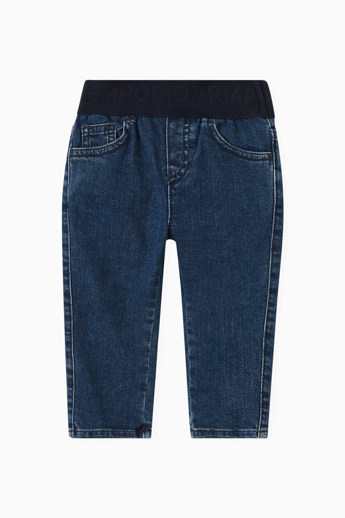 

EA Logo Band Jeans in Denim, Blue