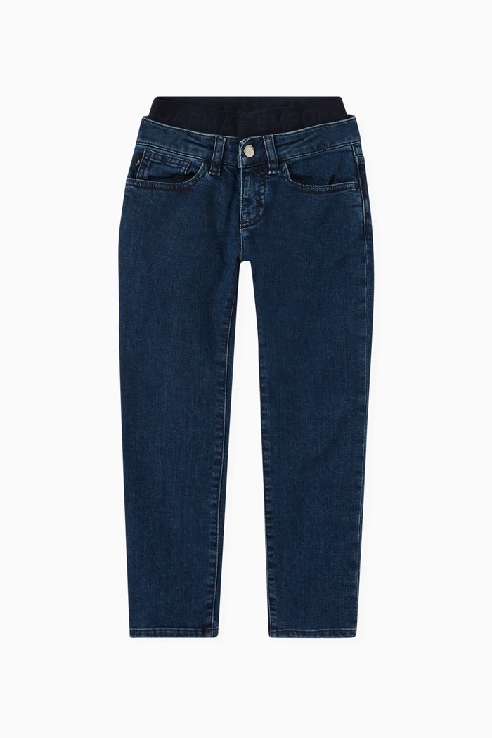 

EA Logo Band Jeans in Denim, Blue