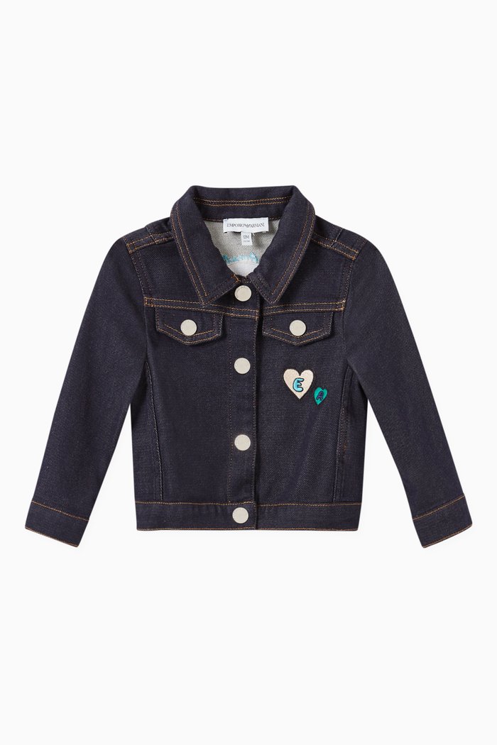 

EA Emoji Embroidered Jacket in Denim, Blue