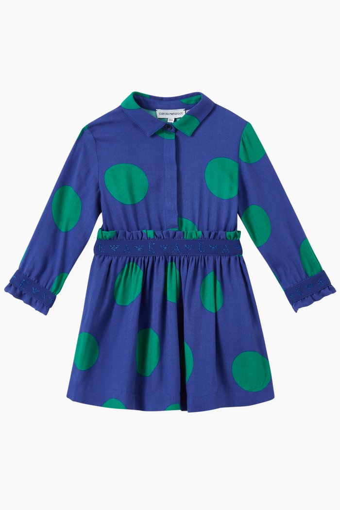 

EA Tape Polka Dot Dress in Viscose, Blue