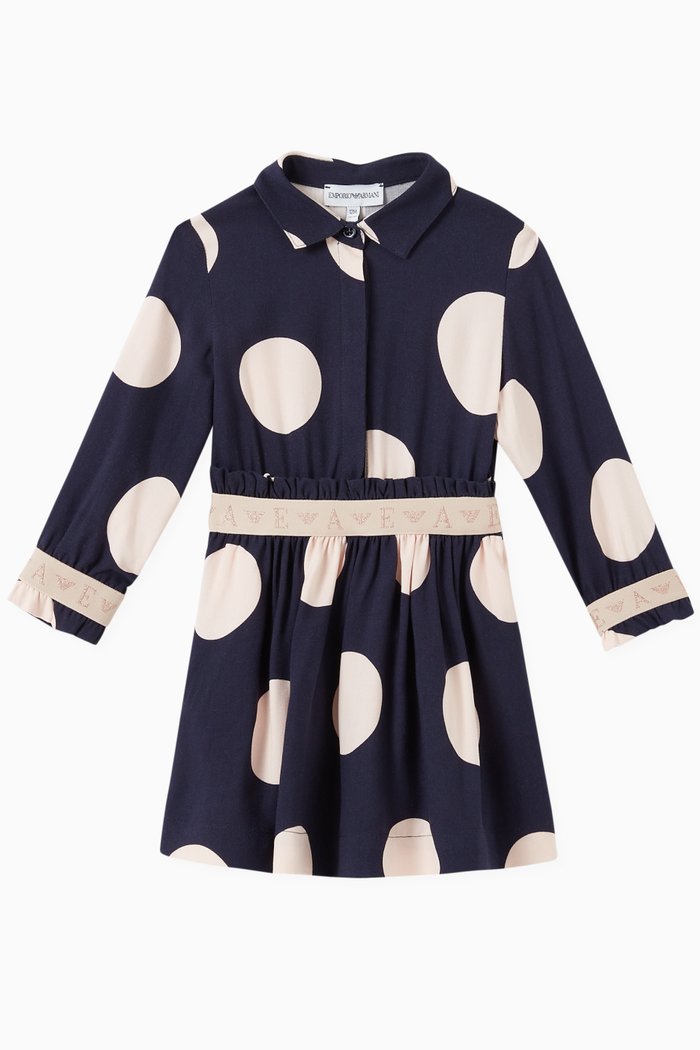

EA Tape Polka Dot Dress in Viscose, Blue